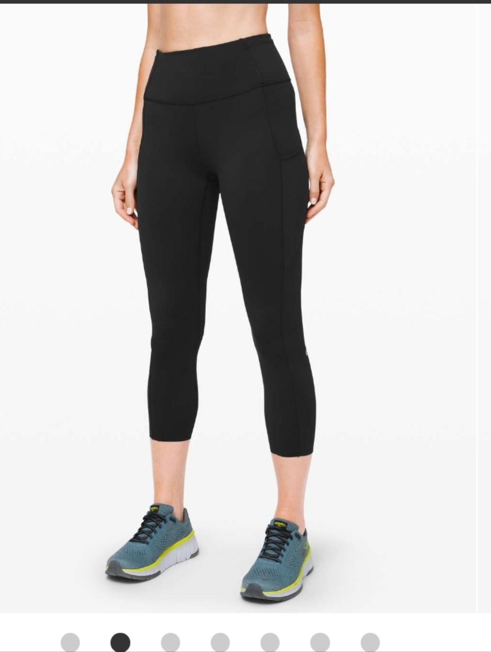 Lululemon Fast And Free Crop Black Womens Size 6 Yoga Pants Nulux Fabric Pockets